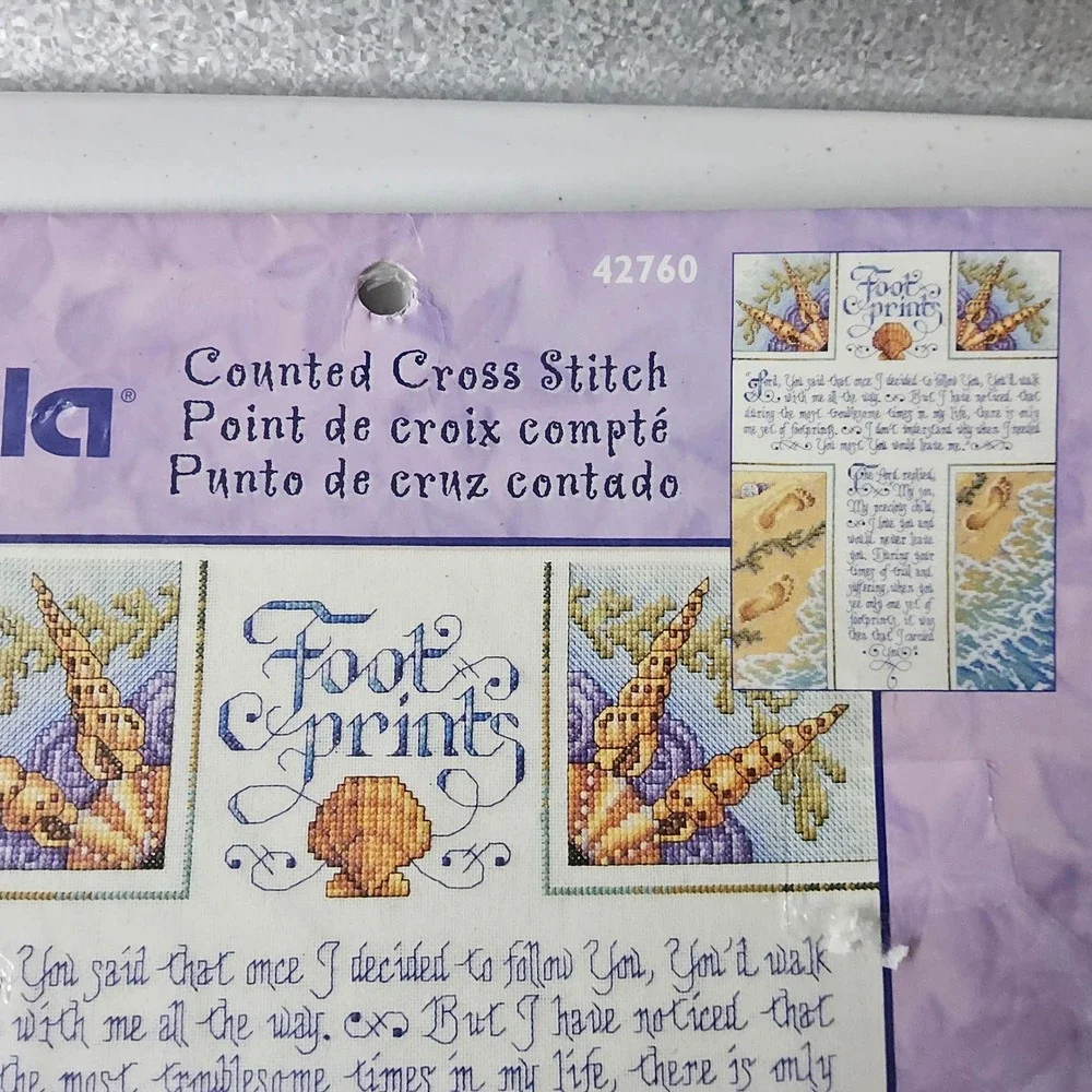 Bucilla Footprints‎ Counted Cross Stitch Kit Religious Verse Beach Seashell